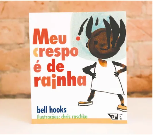 Capa do livro infantil Meu crespo é de rainha, de bell hooks, com ilustração de menina negra de cabelos crespos